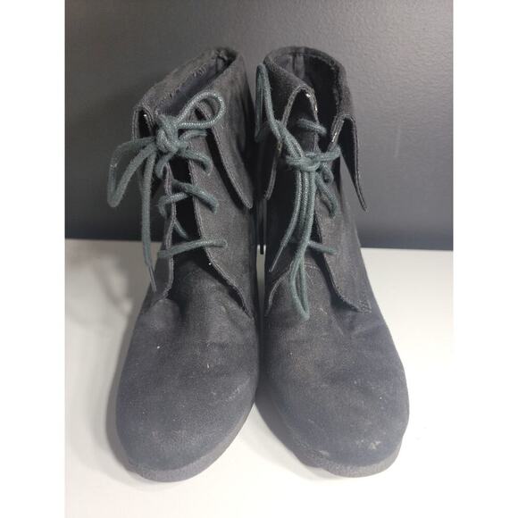 Black Boot Ankle Bootie Heel Shoes Womens Size 10 - Picture 4 of 6